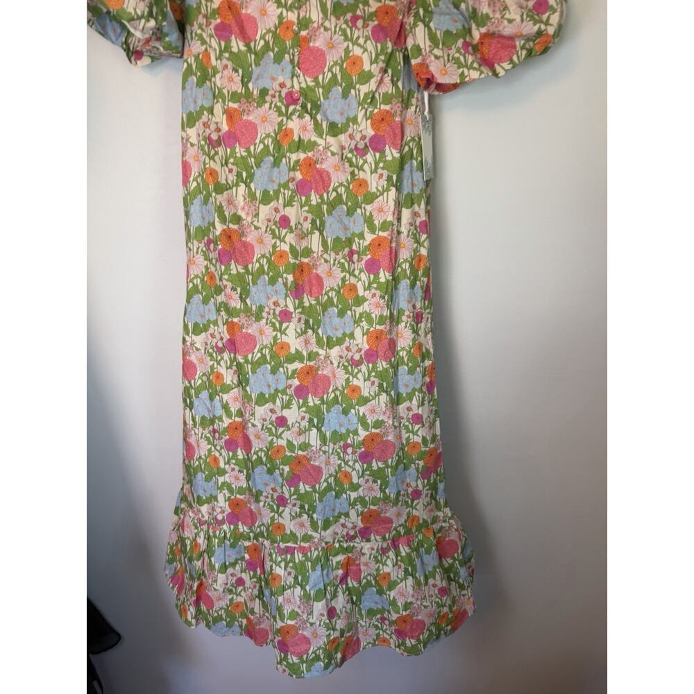 Hyacinth House Tuckernuck Louisa Midi Dress Green Begonia Floral Cotton XXS NWT - Picture 6 of 16